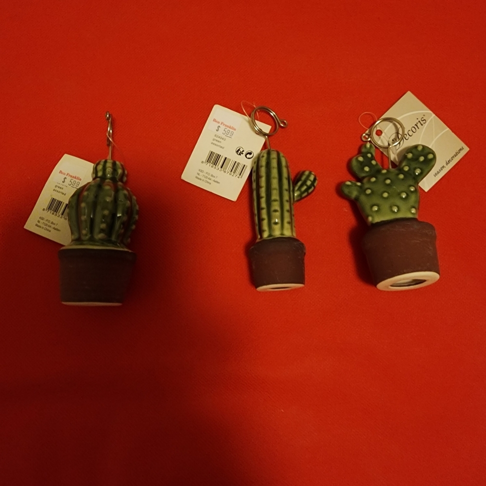 Set of 3 cactus picture/placecard holders